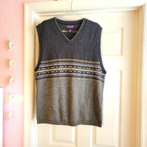 Roundtree & Yorke men's gray sweater‎ vest size LT vintage golf  grandpa core